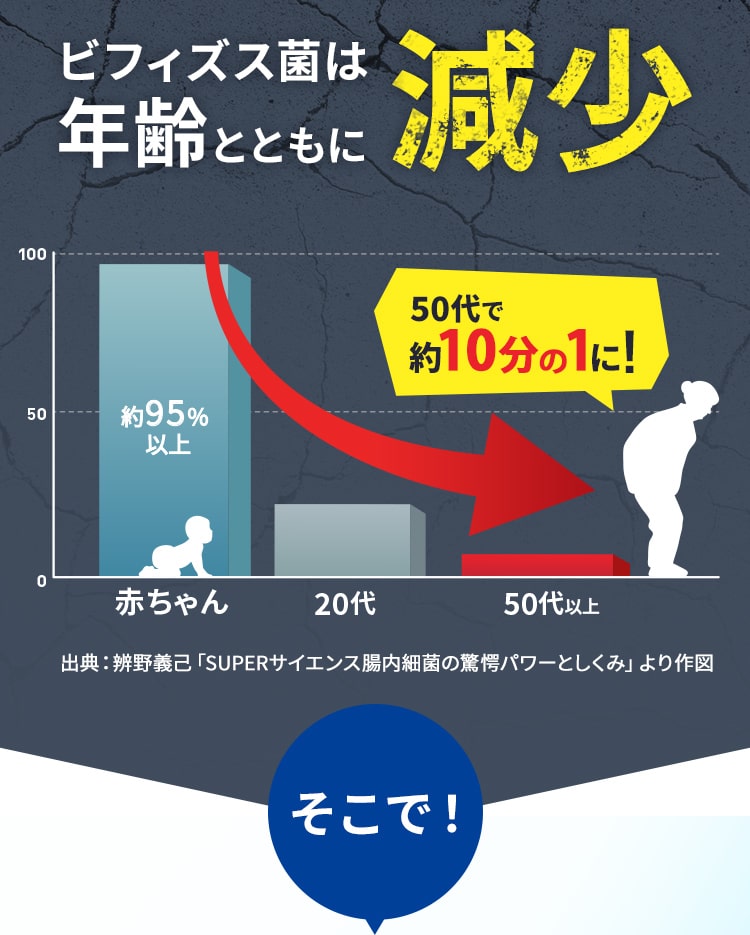 さらに ビフィズス菌は年齢とともに減少