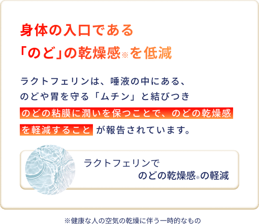 身体の入口である「のど」の乾燥感を低減