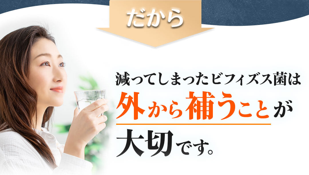 減ってしまったビフィズス菌は外から補うことが大切です