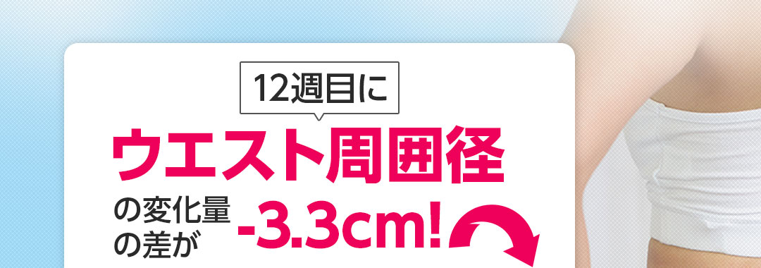12週目にウエスト周囲径の変化量の差が-3.3cm!