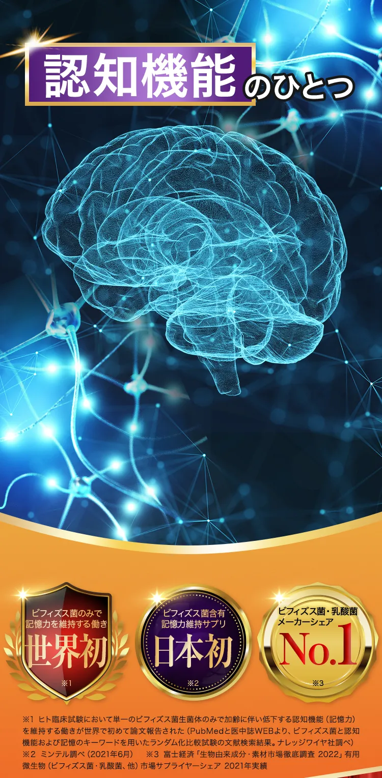 認知機能のひとつ、記憶力をサポート!